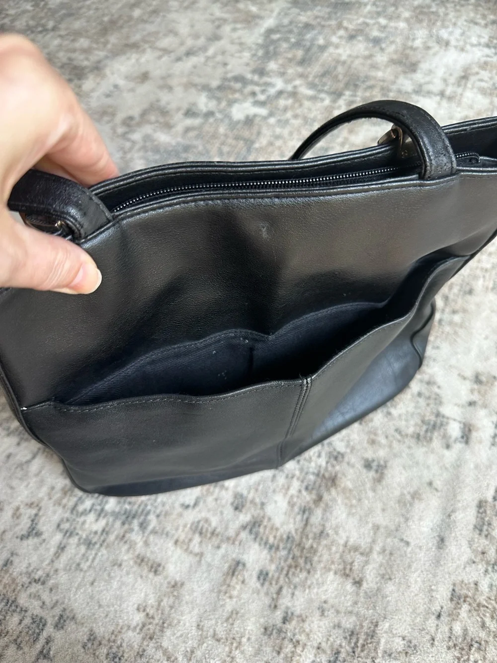 Laura Scott Vintage Black Genuine Leather Shoulder Bag Tote